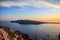 Santorini island, Greece - Caldera over Aegean sea at sunset