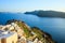 Santorini island, Greece - Caldera over Aegean sea at sunset