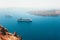 Santorini island, Greece. Cruise ships near the coast