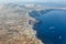 Santorini island holidays in Greece travel traveling Fira Thera town Mediterranean Sea aerial photo view Santorin