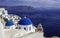 Santorini Island scene with blue dome churches