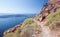Santorini - look from Scaros castle to Nea Kameni island.
