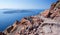 Santorini - look from Skaros castle to Nea Kameni island.