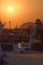 Santorini marina at sunset