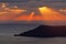 Santorini - Moody sunset on the sea with orange-red light