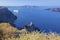 Santorini - The outlook over the clifs to caldera with the cruises and Nea Kameni Island