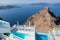 Santorini - outlook over the luxury resort in Imerovigili to caldera