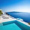 Santorini style luxury villa mediterranean white swimming Luxury modern estate property on hill with stunning sea Summer