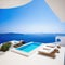 Santorini style luxury villa mediterranean white swimming Luxury modern estate property on hill with stunning sea Summer