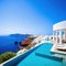 Santorini style luxury villa mediterranean white swimming Luxury modern estate property on hill with stunning sea Summer