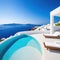 Santorini style luxury villa mediterranean white swimming Luxury modern estate property on hill with stunning sea Summer
