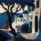 Santorini Travel Illustration, Greece Tourism Concept, Western Europe Drawing Imitation, AI Generative Content