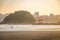 Santos Beach and Urubuquecaba island at sunset - Santos, Sao Paulo, Brazil