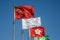 Sanya city  Flag of China developing in the wind  the flag of Sanya  editorial