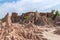 Sao Din Na Noi,soil textures eroded sandstone pillars, columns and cliffs, Nan Province,Thailand