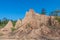 Sao Din Na Noi,soil textures eroded sandstone pillars, columns and cliffs, Nan Province,Thailand