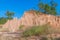 Sao Din Na Noi,soil textures eroded sandstone pillars, columns and cliffs, Nan Province,Thailand