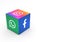 Sao Paulo, Brazil - October 5, 2022: 3D Illustration A collection of cubes with printed logos of world famous social networks and