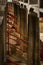 Sao Paulo, SP, Brazil - March 3 2020: detail of a building with exposed concrete structure, concrete stairs and red handrail