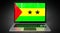 Sao Tome and Principe - country flag and binary code on laptop screen