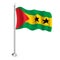 Sao Tome and Principe Flag. Isolated Realistic Wave Flag of Sao Tome and Principe Country on Flagpole