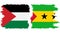 Sao Tome and Principe and Palestine grunge flags connection vector