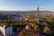 Saone river and communication tower