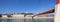 Saone river at Lyon with red footbridge