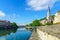 Saone River, and Saint-Gorges church and bridge, in Old Lyon