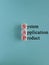 SAP, system, application, product symbol. Wooden cubes with red words SAP, system, application, product.