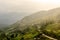 Sapa valley city in the mist in the morning, Vietnam