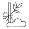 Sapling sprout tied to prop thin line icon, gardening concept, plant tied to stick vector sign on white background