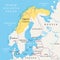 Sapmi, Lapland, cultural region in Europe, political map