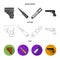 Sapper blade, hand grenade, army flask, soldier boot. Military and army set collection icons in flat,outline,monochrome
