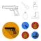 Sapper blade, hand grenade, army flask, soldier`s boot. Military and army set collection icons in outline,flat style