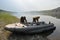 Sapper soldiers prepare a rubber boat to secure the crossing