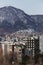 Sapporo cityscape with buildings and mountain in the background in Hokkaido, Japan