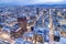 Sapporo, Japan, January 28, 2018: Dusk hour aerial view of central Sapporo city Hokkaido Japan during winter