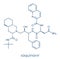 Saquinavir HIV drug molecule. Skeletal formula.