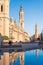 SARAGOSSA, SPAIN - SEPTEMBER 27, 2017: People near the Cathedral-Basilica of Our Lady of the Pillar - Roman Catholic Church. Verti