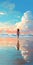 Sarah\\\'s Beach Walk: A Hyperrealistic Landscape With Chrome Reflections