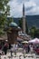 Sarajevo, Bosnia and Herzegovina, Bascarsija, Sebilj, fountain, old town, square, mosque, minaret, skyline, bazaar, market
