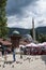 Sarajevo, Bosnia and Herzegovina, Bascarsija, Sebilj, fountain, old town, square, mosque, minaret, skyline, bazaar, market