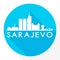 Sarajevo, Bosnia and Herzegovina Flat Icon. Skyline Silhouette Design. City Vector Art Famous Buildings.