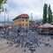 Sarajevo, Bosnia & Herzegovina - October 2017:Hundreds of pigeons gathering in the Old Town Square in Sarajevo