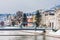 Sarajevo and Festina Lente bridge over river Miljacka ,Bosnia and Herzegovina