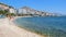 Saranda, Albania - The Ionian Sea Beach and the Seafront Buildings in Saranda