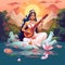 Saraswati devi Goddess, Happy Vasant Panchami Indian festival, Goddess Maa Saraswati. Ai Generated