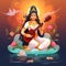 Saraswati devi Goddess, Happy Vasant Panchami Indian festival, Goddess Maa Saraswati. Ai Generated