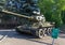 Saratov, Russia - August 16, 2018: Soviet heavy armored tank in Victory Park
